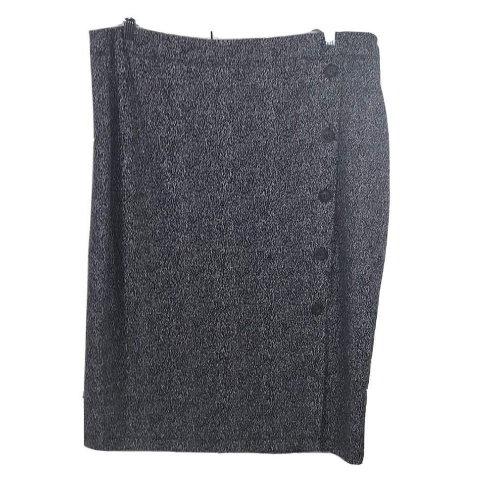 14th & Union Straight Skirt Size XL Faux Button Front Black White Marled Knit